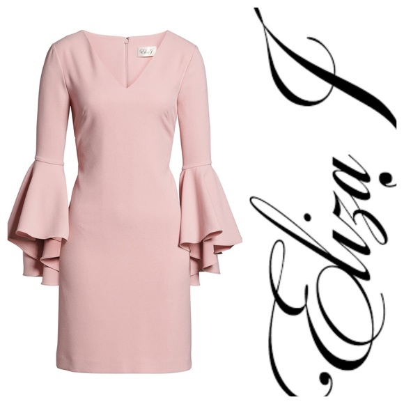 Eliza J Bell Sleeve V-Neck Crepe dress - Picture 6 of 8